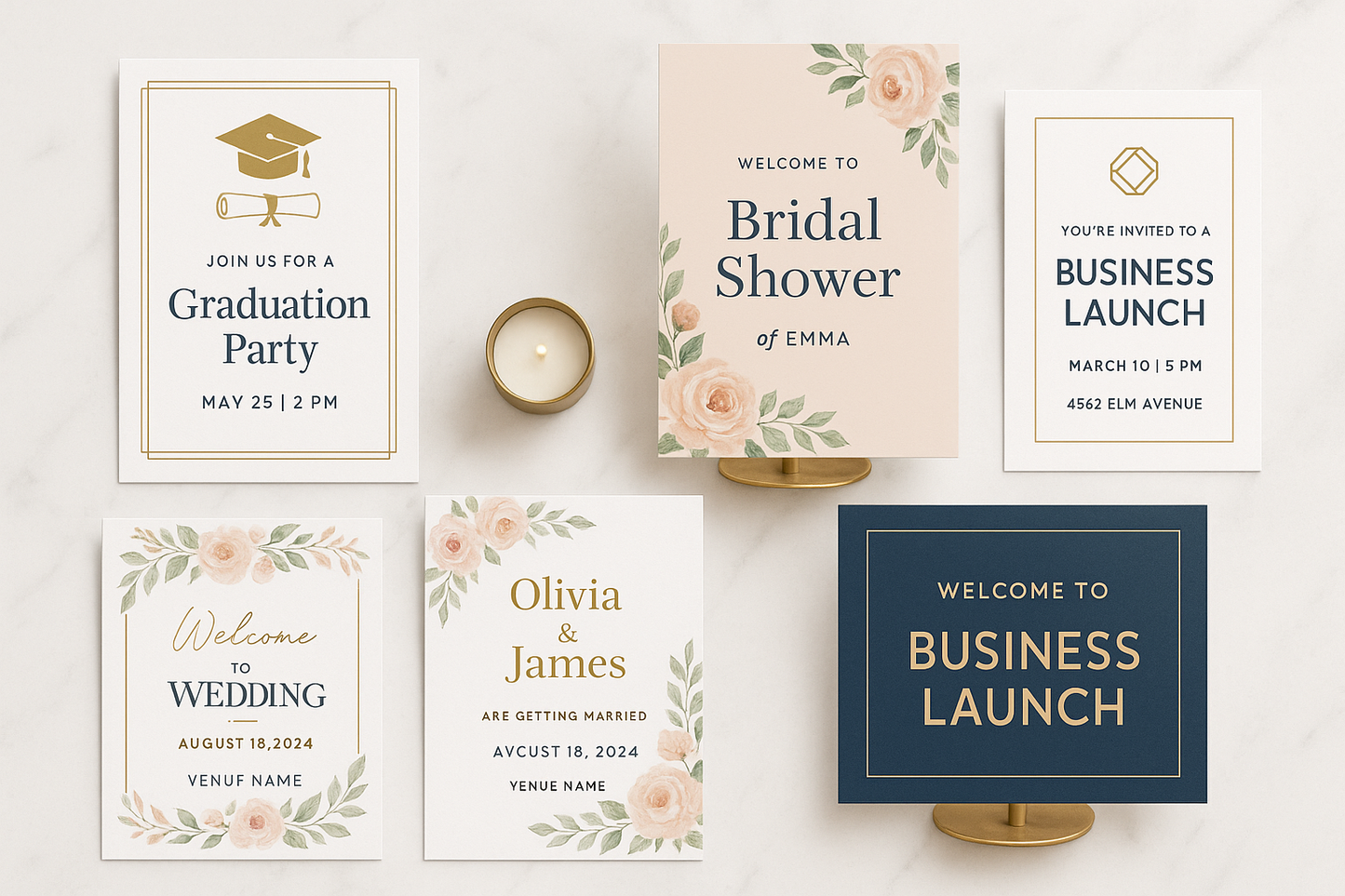 Event Branding (Graduations, Showers, Weddings, Business Launches)